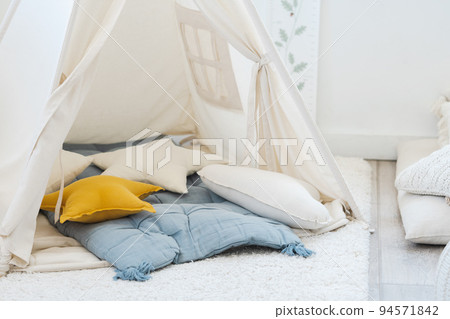 Stylish interior of children's room with hut Stylish interior of children's room with hut 94571842