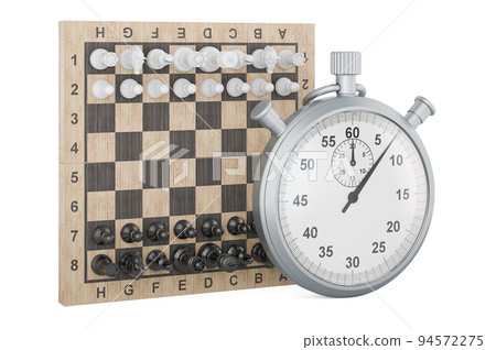 Chess with stopwatch. 3D rendering 94572275