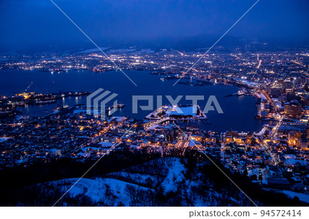 Hakodate city seen from Mt. Hakodate in winter Hakodate city seen from Mt. Hakodate in winter 94572414