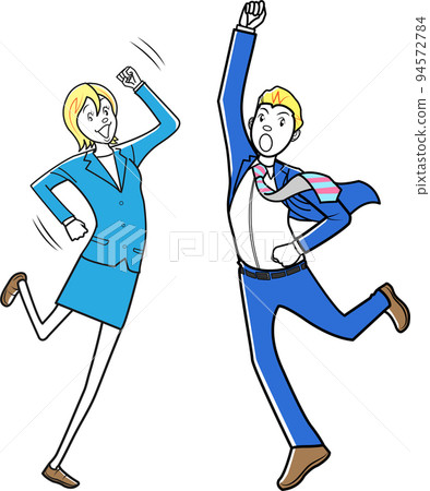 積極姿勢的商人和女商人 積極姿勢的商人和女商人 94572784
