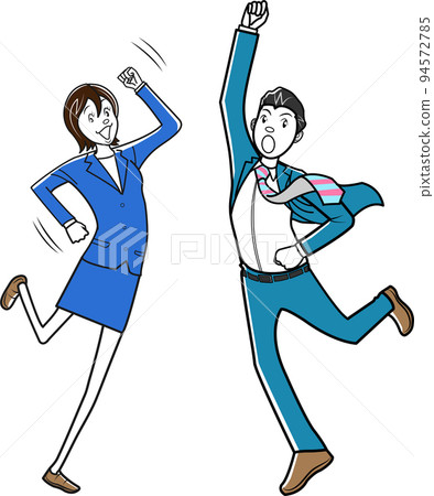 Businessman and businesswoman in positive pose Businessman and businesswoman in positive pose 94572785