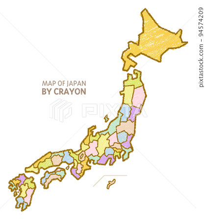 Japan map drawn with crayons 94574209