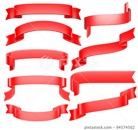 3d Label Ribbons Set . Glossy Red Blank Plastic... - Stock Illustration ...