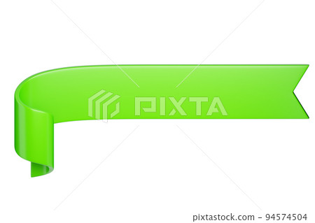 3d label ribbon. Glossy green blank plastic banner for advertisment, promo and decoration elements. High quality isolated render 3d label ribbon. Glossy green blank plastic banner for advertisment, promo and decoration elements. High quality isolated render 94574504