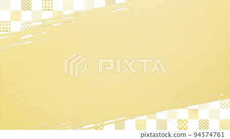 Japanese style material with gold leaf and checkered pattern 94574761