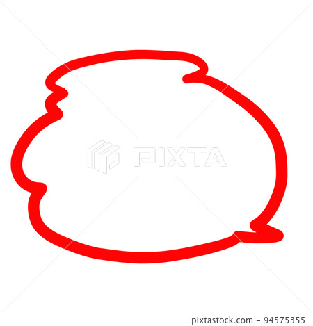 Simple fluffy speech bubble red thick line 94575355