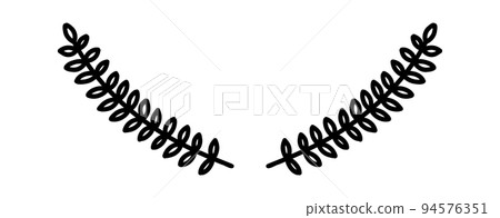 Doodle floral laurel. Hand drawn tree branches with leaves and flowers. illustration Doodle floral laurel. Hand drawn tree branches with leaves and flowers. illustration 94576351