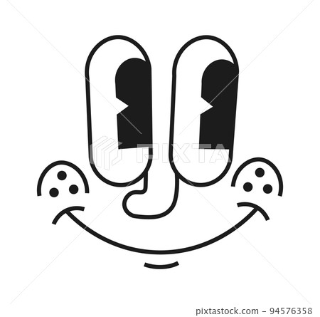 Cartoon mascot character. Vintage retro faces. Vector funny smile. Cartoon mascot character. Vintage retro faces. Vector funny smile. 94576358