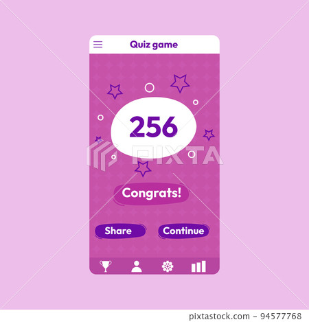 Quiz test lottery millionaire menu template. Quiz game frame. Congratulations window. Flat vector illustration Quiz test lottery millionaire menu template. Quiz game frame. Congratulations window. Flat vector illustration 94577768