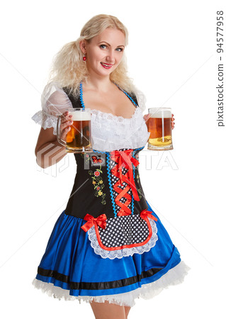 Beautiful young blond girl of oktoberfest beer stein Beautiful young blond girl of oktoberfest beer stein 94577958