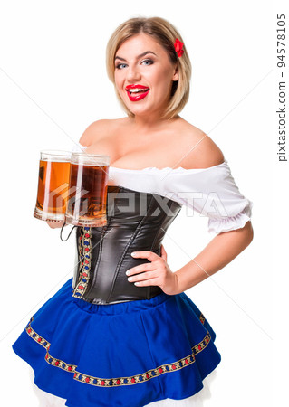 Beautiful young blond girl of oktoberfest beer stein Beautiful young blond girl of oktoberfest beer stein 94578105