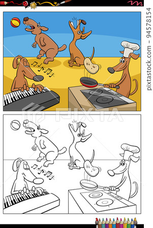cartoon dogs animal characters group coloring page cartoon dogs animal characters group coloring page 94578154