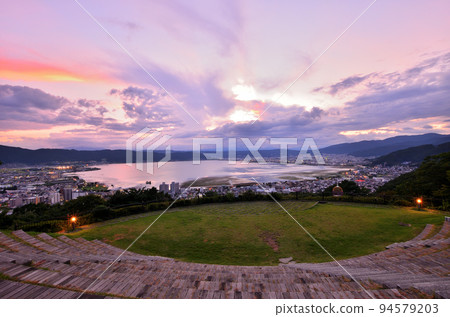 Evening view of Lake Suwa seen from Tateishi Park in Nagano Prefecture Evening view of Lake Suwa seen from Tateishi Park in Nagano Prefecture 94579203