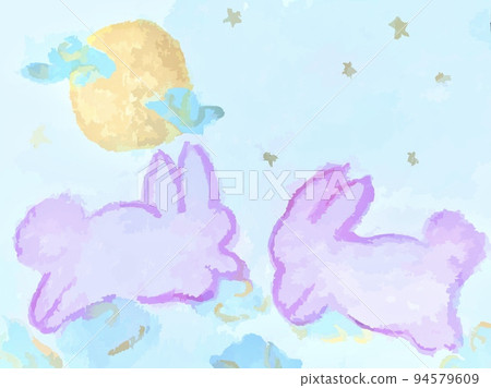 可愛的兔子和月亮 94579609
