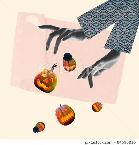 Minimalism, contemporary art collage. Inspiration, idea, trendy urban magazine style. Autumn mood, beauty and nature concept. Artwork 94580810