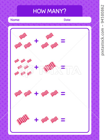 How many counting game with towel. worksheet for preschool kids, kids activity sheet How many counting game with towel. worksheet for preschool kids, kids activity sheet 94580862