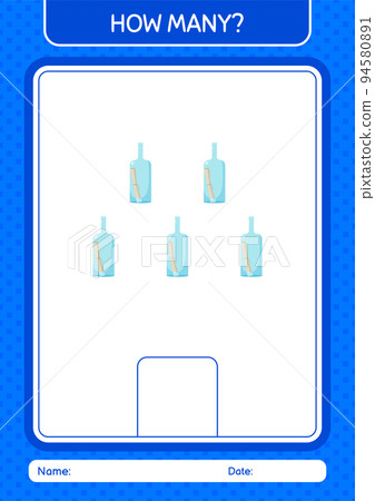How many counting game with message bottle. worksheet for preschool kids, kids activity sheet How many counting game with message bottle. worksheet for preschool kids, kids activity sheet 94580891