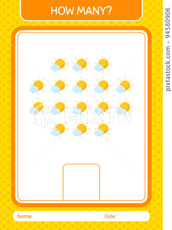 How many counting game with sun. worksheet for preschool kids, kids activity sheet How many counting game with sun. worksheet for preschool kids, kids activity sheet 94580906