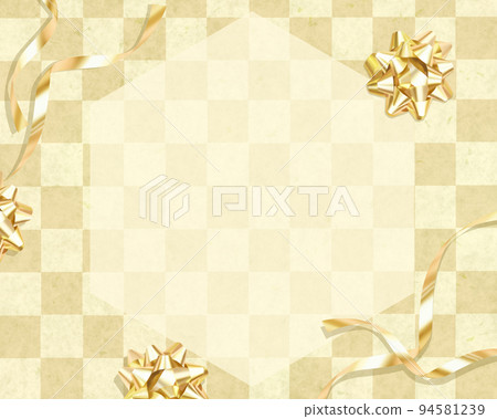 Japanese pattern checkered background-Fashionable and luxurious platinum gold ribbon frame illustration Japanese paper background material Japanese pattern checkered background-Fashionable and luxurious platinum gold ribbon frame illustration Japanese paper background material 94581239