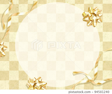 Japanese pattern checkered background-Fashionable and luxurious platinum gold ribbon frame illustration Japanese paper background material Japanese pattern checkered background-Fashionable and luxurious platinum gold ribbon frame illustration Japanese paper background material 94581240