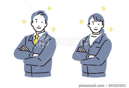 Men and women in work clothes with arms crossed 94582001