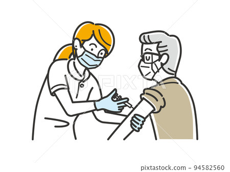 Illustration material of an elderly man receiving vaccination Illustration material of an elderly man receiving vaccination 94582560