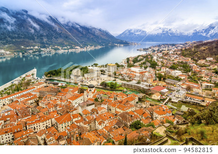 Townscape of Kotor, Montenegro and Kotor Bay seen from the hill Townscape of Kotor, Montenegro and Kotor Bay seen from the hill 94582815