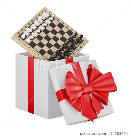 Chess inside gift box, gift concept. 3D rendering 94583404