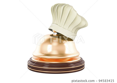 Reception bell with chef hat, 3D rendering Reception bell with chef hat, 3D rendering 94583415