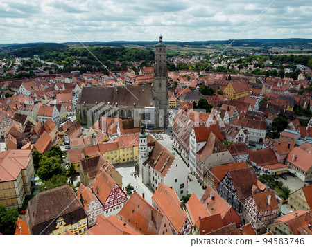 Aerial view of an ancient German city 94583746