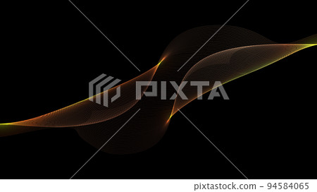 Abstract golden wave distorted lines with lighting effect decoration on black background 94584065