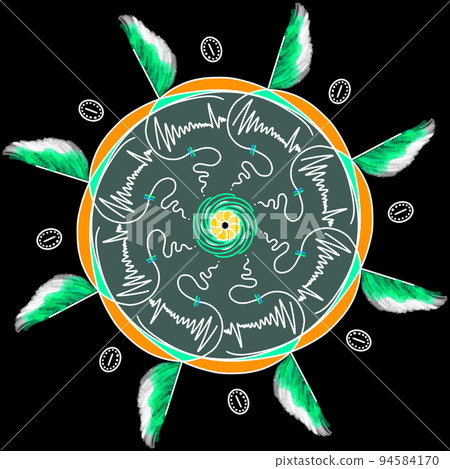 Polar Illustration, Abstract ornament, decorative style, floral elements, lace, style, cyclic drawing picture. Polar Illustration, Abstract ornament, decorative style, floral elements, lace, style, cyclic drawing picture. 94584170