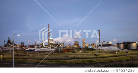 Industrial landscape at twilight in the Netherlands Industrial landscape at twilight in the Netherlands 94584286
