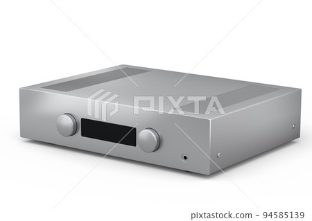 HiFi system with turntable and amplifier for home theater on white background. 94585139