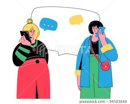Phone conversation - colorful flat design style banner 94585648