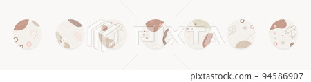 Set of rounded labels background for social media highlights, promo covers and sale banners. Floral abstract design with geometric shapes, abstract and floral elements. Vector beauty fashion set. Set of rounded labels background for social media highlights, promo covers and sale banners. Floral abstract design with geometric shapes, abstract and floral elements. Vector beauty fashion set. 94586907