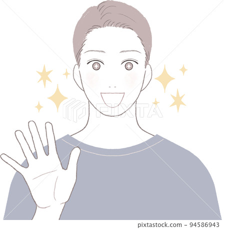 神采奕奕的短髮男子揮舞姿勢ver 94586943