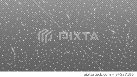 White falling snow on transparent background - illustration 94587196