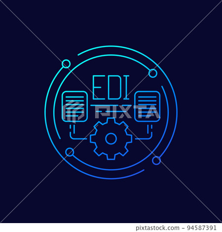 EDI icon, Electronic Data Interchange line design 94587391