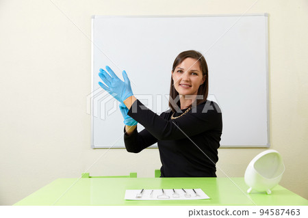 Speech therapist getting ready for working with little kids in office training pronunciation 94587463