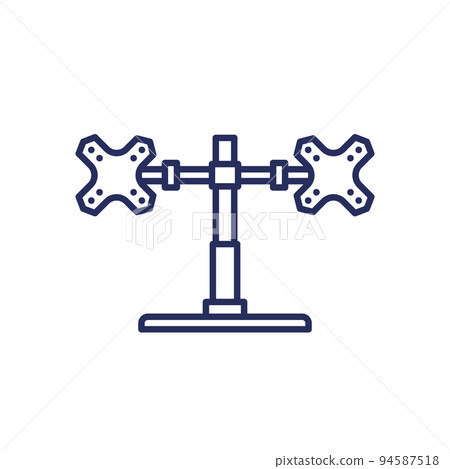 monitor stand with two mounts line icon monitor stand with two mounts line icon 94587518