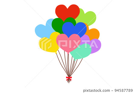 Vector illustration of multiple colorful heart shaped balloons 94587789