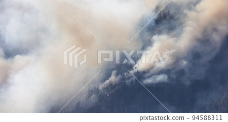 BC Forest Fire and Smoke over the mountain near Hope BC Forest Fire and Smoke over the mountain near Hope 94588311