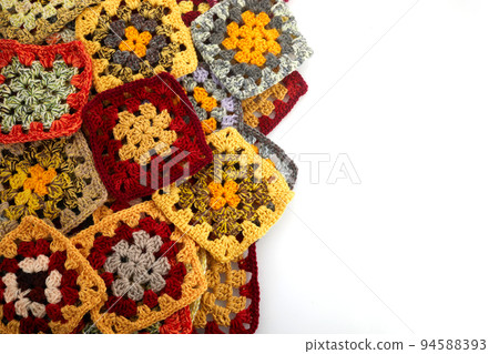 Granny squares. Colored wool knitting crocheting 94588393