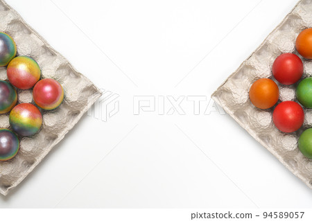 Easter eggs of different colors. Preparing for Easter Week. 94589057