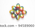 Easter eggs of different colors. Preparing for Easter Week. 94589060
