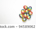 Easter eggs of different colors. Preparing for Easter Week. 94589062