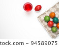Easter eggs of different colors. Preparing for Easter Week. 94589075