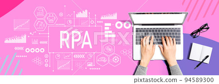 Robotic Process Automation theme with person using a laptop 94589300