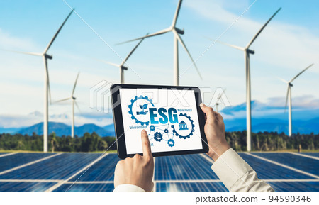 Green business transformation for environment saving and ESG business concept 94590346